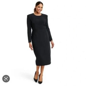 NWOT Sergio Hudson x Target Strong Shoulder Body con Black Midi Dress XS